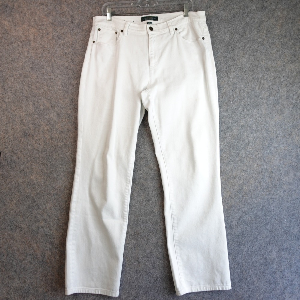 Vintage Ralph Lauren Jeans‎ Womens 12 White Straight Leg Denim Pants Minimalist